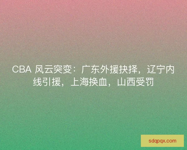 CBA 风云突变：广东外援抉择，辽宁内线引援，上海换血，山西受罚